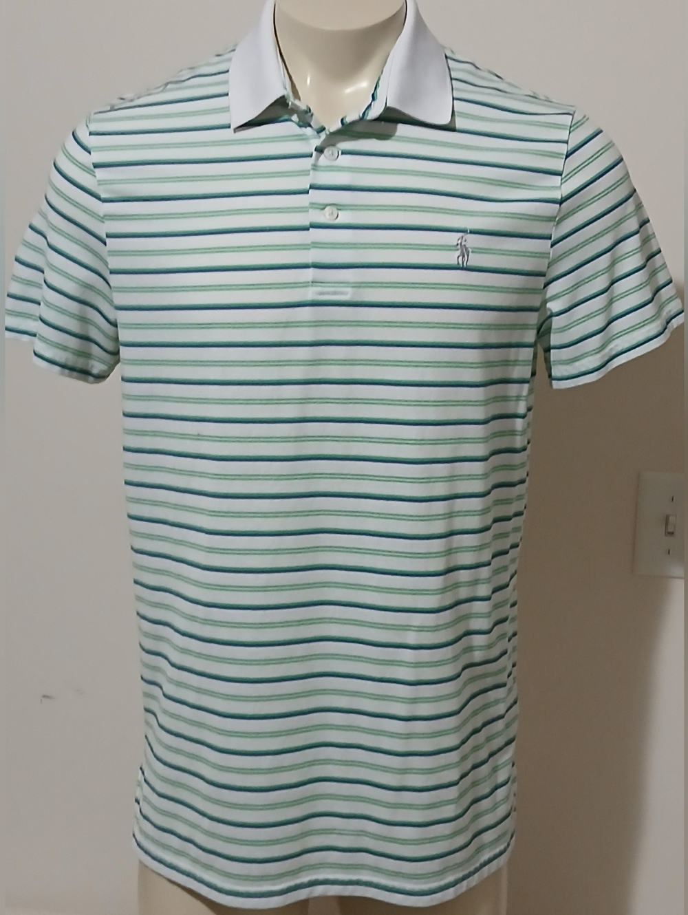 Ralph Lauren RLX Mens Pro Fit Performance Golf Short Sleeve Stripe Polo Size L